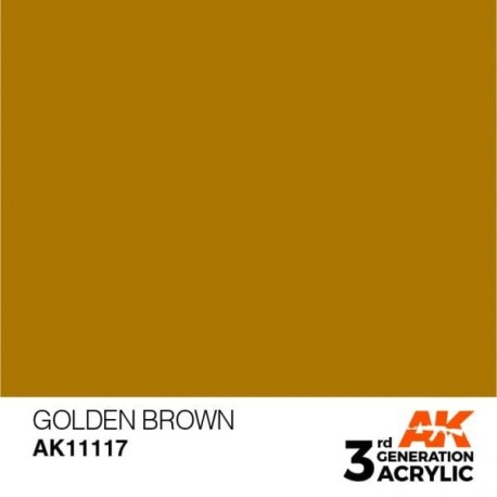 Acrílicos de 3rd Generación,   GOLDEN BROWN  – STANDARD. Bote 17 ml. Marca Ak-Interactive. Ref: Ak11117.