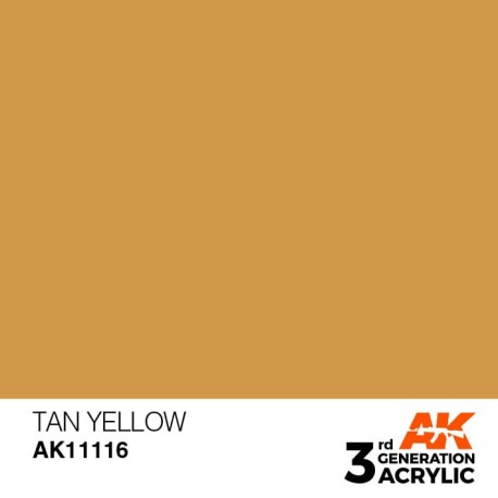 Acrílicos de 3rd Generación,   TAN YELLOW  – STANDARD. Bote 17 ml. Marca Ak-Interactive. Ref: Ak11116.
