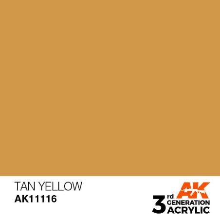 Acrílicos de 3rd Generación,   TAN YELLOW  – STANDARD. Bote 17 ml. Marca Ak-Interactive. Ref: Ak11116.