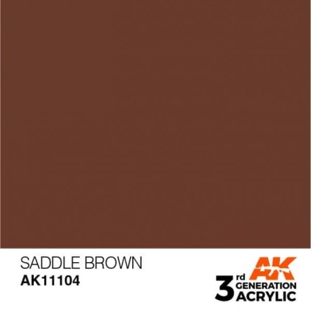 Acrílicos de 3rd Generación,   SADDLE BROWN  – STANDARD. Bote 17 ml. Marca Ak-Interactive. Ref: Ak11104.