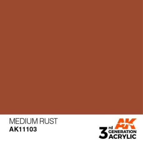 Acrílicos de 3rd Generación,   MEDIUM RUST  – STANDARD. Bote 17 ml. Marca Ak-Interactive. Ref: Ak11103.