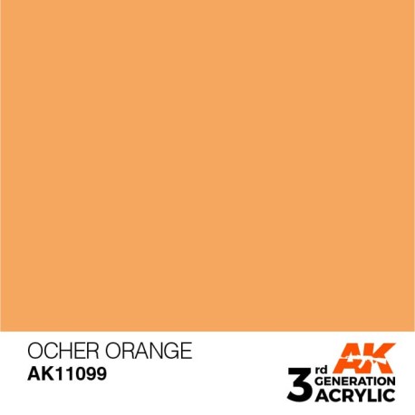 Acrílicos de 3rd Generación,   OCHER ORANGE – STANDARD. Bote 17 ml. Marca Ak-Interactive. Ref: Ak11099.