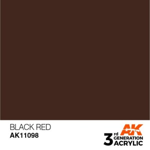 Acrílicos de 3rd Generación,   BLACK RED – STANDARD. Bote 17 ml. Marca Ak-Interactive. Ref: Ak11098.