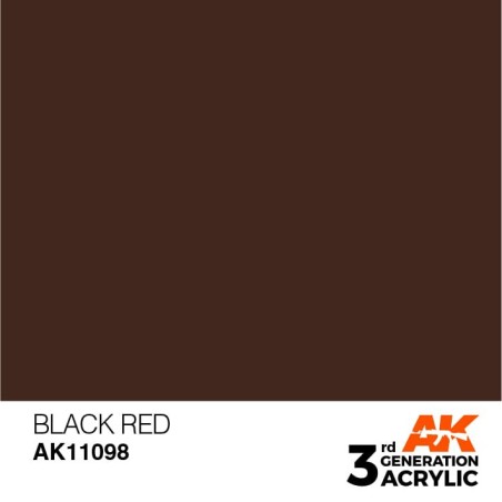 Acrílicos de 3rd Generación,   BLACK RED – STANDARD. Bote 17 ml. Marca Ak-Interactive. Ref: Ak11098.