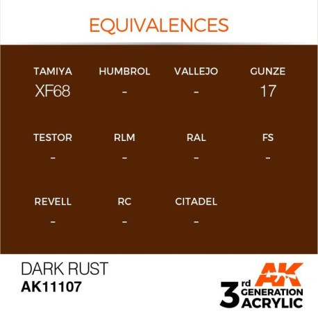 Acrílicos de 3rd General, DARK RUST– STANDARD. Bote 17 ml. Marca Ak-Interactive. Ref: Ak11107.