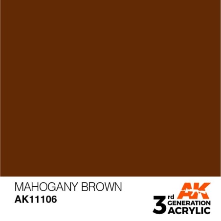 Acrílicos de 3rd General, MAHOGANY BROWN – STANDARD. Bote 17 ml. Marca Ak-Interactive. Ref: Ak11106.