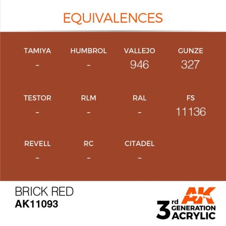 Acrílicos de 3rd General, BRICK RED– STANDARD. Bote 17 ml. Marca Ak-Interactive. Ref: Ak11093.