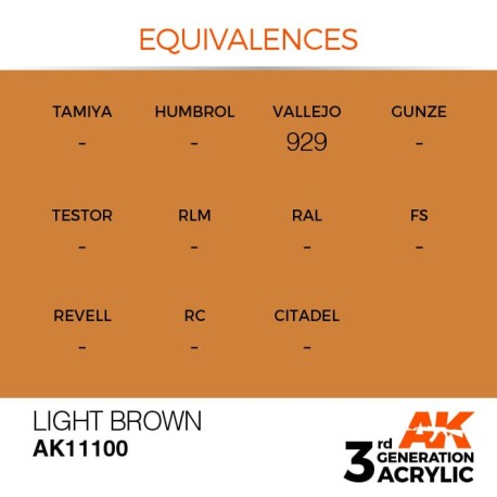 Acrílicos de 3rd General, LIGHT BROWN – STANDARD. Bote 17 ml. Marca Ak-Interactive. Ref: Ak11100.