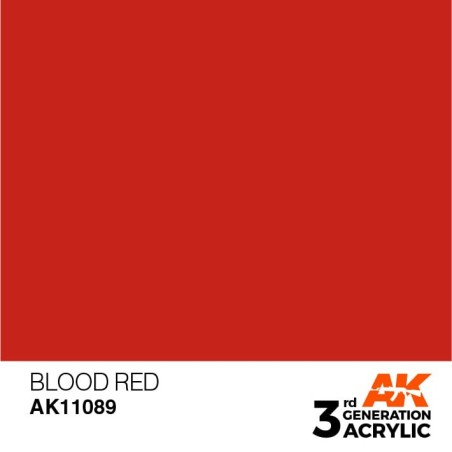 Acrílicos de 3rd General, BLOOD RED– STANDARD. Bote 17 ml. Marca Ak-Interactive. Ref: Ak11089.