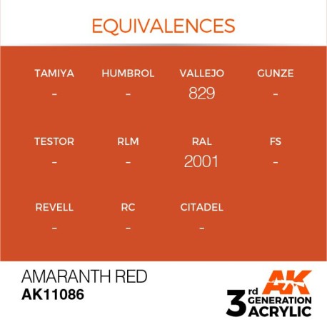 Acrílicos de 3rd General, AMARANTH RED– STANDARD. Bote 17 ml. Marca Ak-Interactive. Ref: Ak11086.