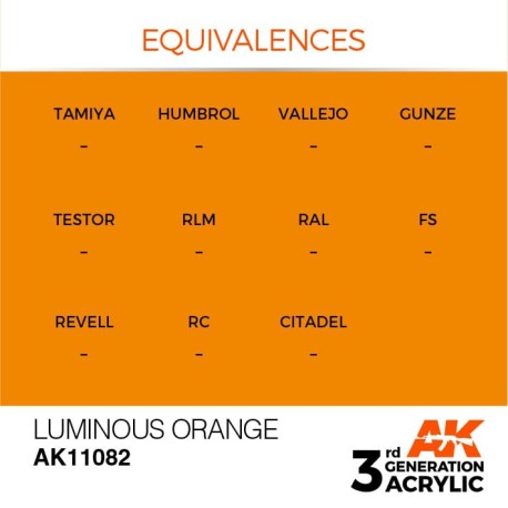 Acrílicos de 3rd General, LUMINOUS ORANGE  – STANDARD. Bote 17 ml. Marca Ak-Interactive. Ref: Ak11082.