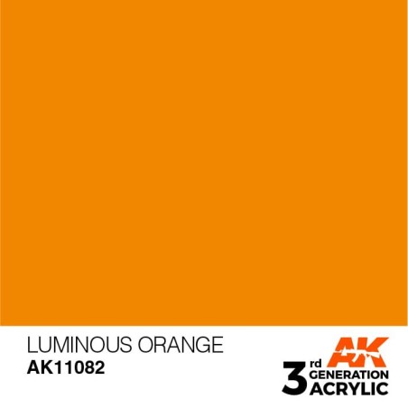 Acrílicos de 3rd General, LUMINOUS ORANGE  – STANDARD. Bote 17 ml. Marca Ak-Interactive. Ref: Ak11082.