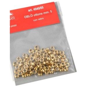 Ojo de Buey con cristal. diámetro 5mm , ( 4 unds. ). Marca Amati. Ref: 4940/05.
