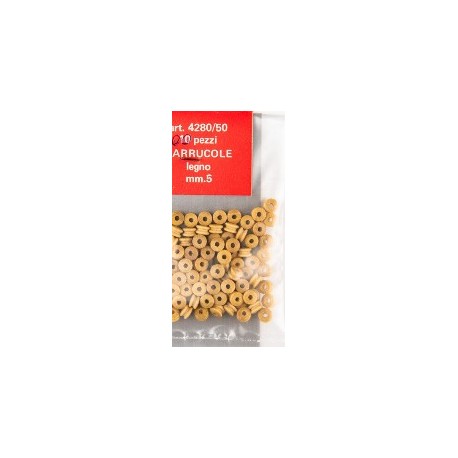 Roldana de polea madera 5 mm ( 20 unds. ). Marca Amati. Ref: 428050.