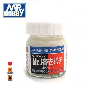 Mr.DISSOLVED PUTTY , Masilla fluida. Bote 40 ml. Marca MR.Hobby. Ref: P119.