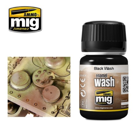 Wash Black . Bote de 35 ml. Marca Ammo of Mig Jimenez. Ref: AMIG1011.