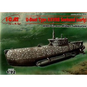 U-Boat Tipo XXVIIB Seehund (temprano), Submarino enano alemán, WWII. Escala: 1:350. Marca: ICM. Ref: S.006.