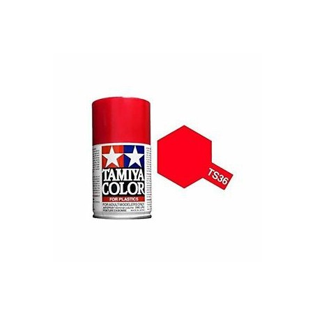 Spray Fluorescent Red, Rojo fluorescente (85036). Bote 100 ml. Marca Tamiya. Ref: TS-36.