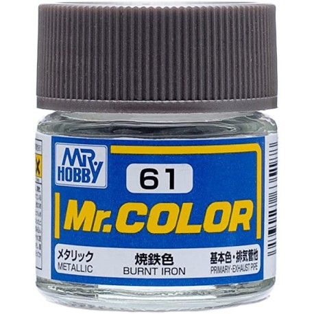 Lacquer paint metallic Burnt Iron. Bote 10 ml. Marca MR.Hobby. Ref: C061.