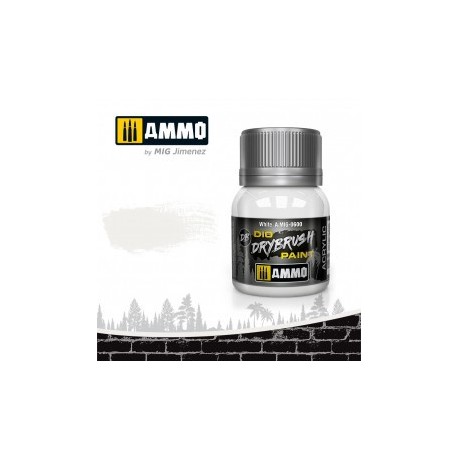 DRYBRUSH Blanco. Bote 40 ml. Marca Ammo by Mig Jimenez. Ref: AMIG0600.