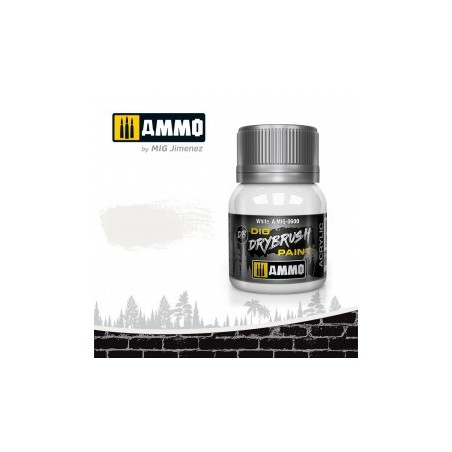 DRYBRUSH Blanco. Bote 40 ml. Marca Ammo by Mig Jimenez. Ref: AMIG0600.