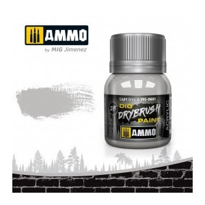 DRYBRUSH Gris Claro. Bote 40 ml. Marca Ammo by Mig Jimenez. Ref: AMIG0601.