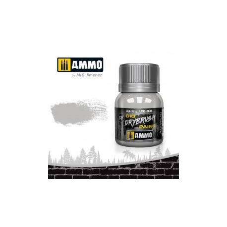 DRYBRUSH Gris Claro. Bote 40 ml. Marca Ammo by Mig Jimenez. Ref: AMIG0601.
