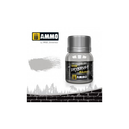 DRYBRUSH Gris Claro. Bote 40 ml. Marca Ammo by Mig Jimenez. Ref: AMIG0601.