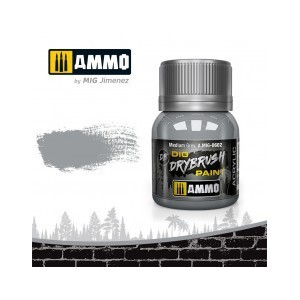 DRYBRUSH Gris Medio. Bote 40 ml. Marca Ammo by Mig Jimenez. Ref: AMIG0602.