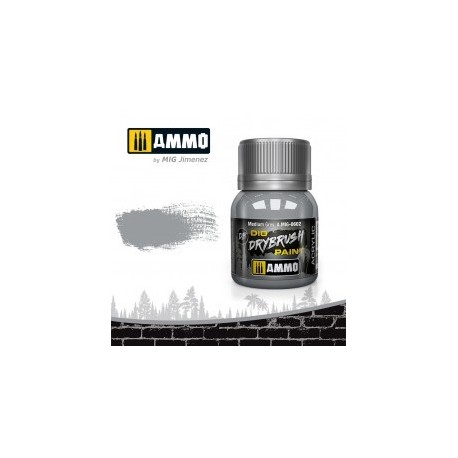 DRYBRUSH Gris Medio. Bote 40 ml. Marca Ammo by Mig Jimenez. Ref: AMIG0602.