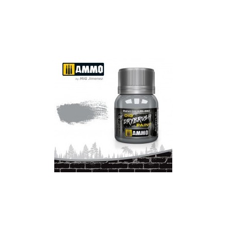 DRYBRUSH Gris Medio. Bote 40 ml. Marca Ammo by Mig Jimenez. Ref: AMIG0602.