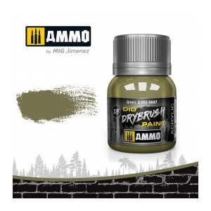 DRYBRUSH Verde . Bote 40 ml. Marca Ammo by Mig Jimenez. Ref: AMIG0607.