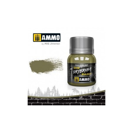 DRYBRUSH Verde . Bote 40 ml. Marca Ammo by Mig Jimenez. Ref: AMIG0607.