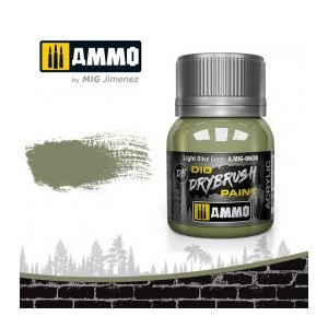 DRYBRUSH Verde Oliva Claro . Bote 40 ml. Marca Ammo by Mig Jimenez. Ref: AMIG0608.