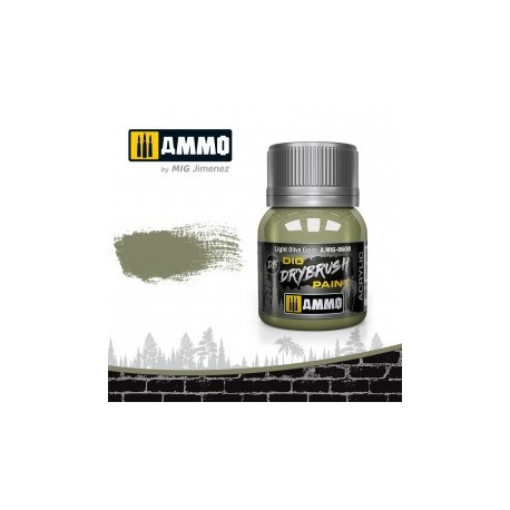 DRYBRUSH Verde Oliva Claro . Bote 40 ml. Marca Ammo by Mig Jimenez. Ref: AMIG0608.