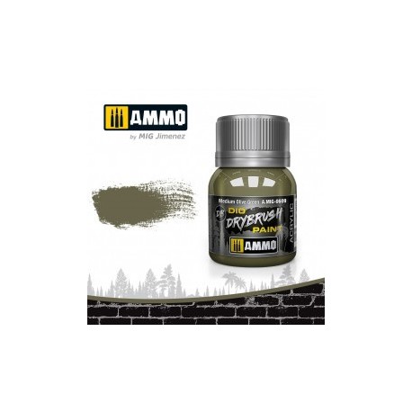 DRYBRUSH Verde Oliva Medio . Bote 40 ml. Marca Ammo by Mig Jimenez. Ref: AMIG0609.