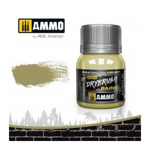 DRYBRUSH Amarillo Medio Alemána. Bote 40 ml. Marca Ammo by Mig Jimenez. Ref: AMIG0617.