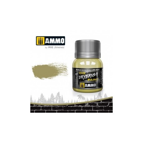 DRYBRUSH Amarillo Medio Alemána. Bote 40 ml. Marca Ammo by Mig Jimenez. Ref: AMIG0617.