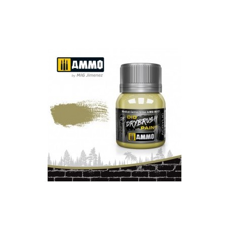 DRYBRUSH Amarillo Medio Alemána. Bote 40 ml. Marca Ammo by Mig Jimenez. Ref: AMIG0617.