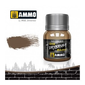 DRYBRUSH Tierra. Bote 40 ml. Marca Ammo by Mig Jimenez. Ref: AMIG0619.