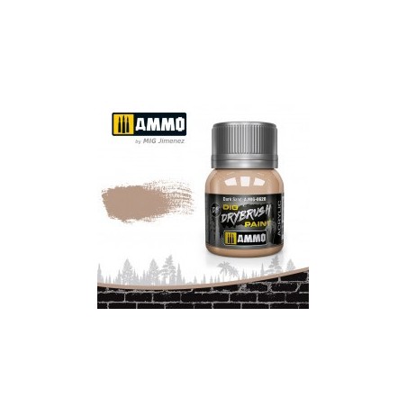 DRYBRUSH Arena Oscura. Bote 40 ml. Marca Ammo by Mig Jimenez. Ref: AMIG0620.