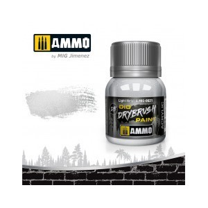 DRYBRUSH Metal Claro. Bote 40 ml. Marca Ammo by Mig Jimenez. Ref: AMIG0621.