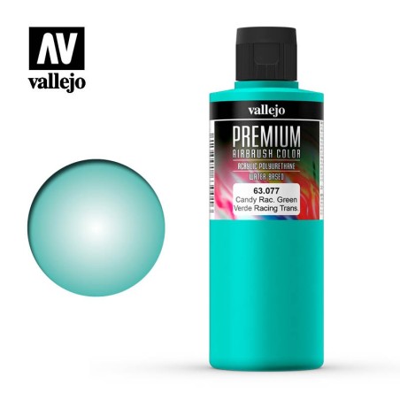 Verde Racing Transparente . Premium Airbrush Color. Bote 60 ml. Marca Vallejo. Ref: 62077.