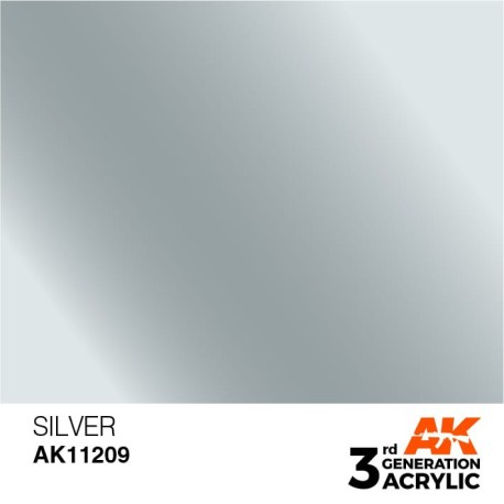 Acrílicos de 3rd General, SILVER – METALLIC. Bote 17 ml. Marca Ak-Interactive. Ref: Ak11209.