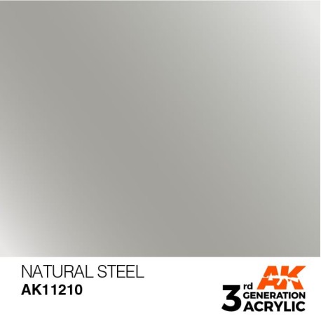 Acrílicos de 3rd General, NATURAL STEEL – METALLIC. Bote 17 ml. Marca Ak-Interactive. Ref: Ak11210.
