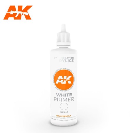 Acrílicos de 3rd General, WHITE PRIMER. Bote 100 ml. Marca Ak-Interactive. Ref: Ak11240.