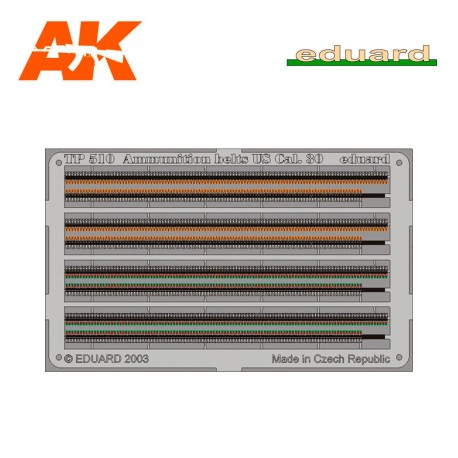 Fotograbado para Ammunition Belts US Cal.0.30. Escala 1:35. Marca Eduard. Ref: TP510.