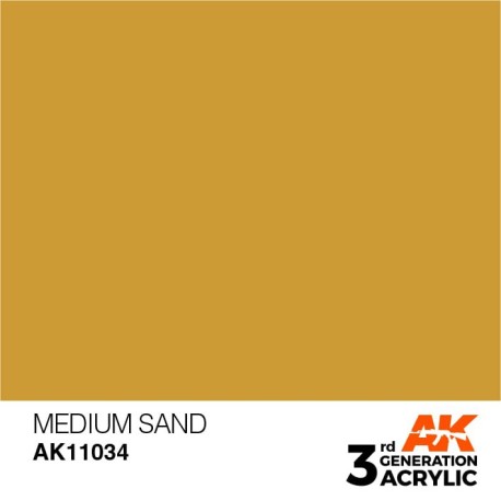 Acrílicos de 3rd Generación, MEDIUM SAND – STANDARD. Bote 17 ml. Marca Ak-Interactive. Ref: Ak11034.