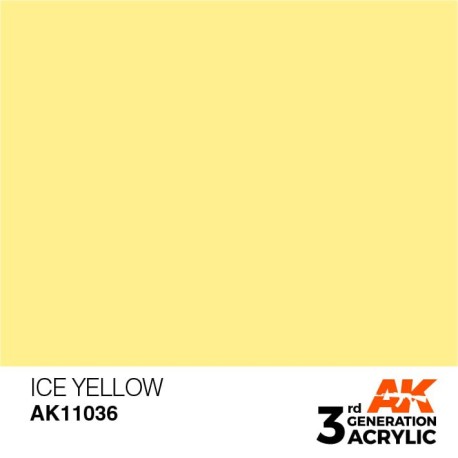 Acrílicos de 3rd Generación,  ICE YELLOW  – STANDARD. Bote 17 ml. Marca Ak-Interactive. Ref: Ak11036.