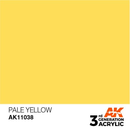 Acrílicos de 3rd Generación,  PALE YELLOW  – STANDARD. Bote 17 ml. Marca Ak-Interactive. Ref: Ak11038.